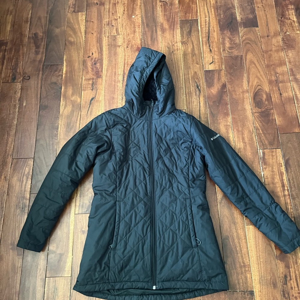Columbia Black Quilted Hooded Jacket